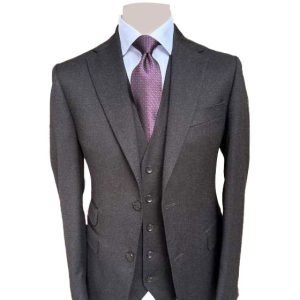 Snob Group Three Piece Suit Flannel Brown