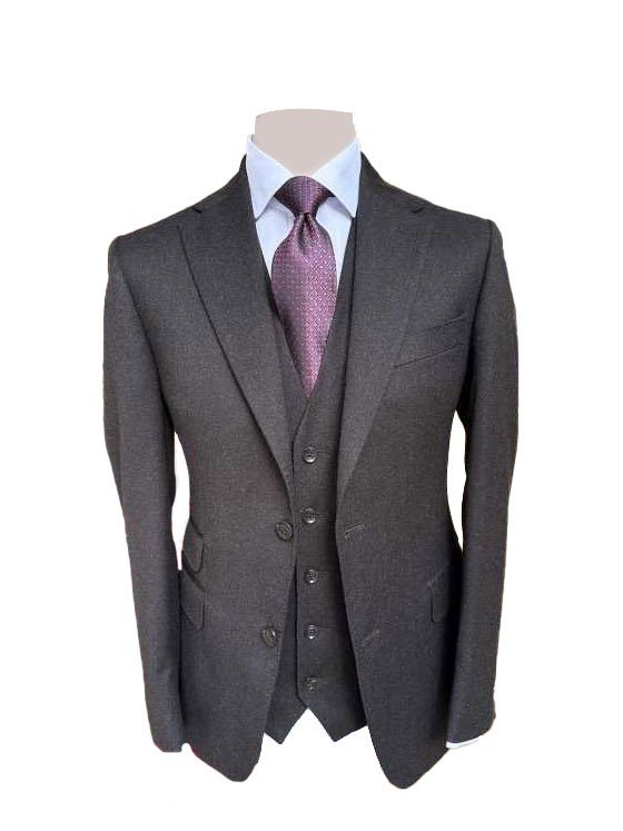 Snob Group Three Piece Suit Flannel Brown